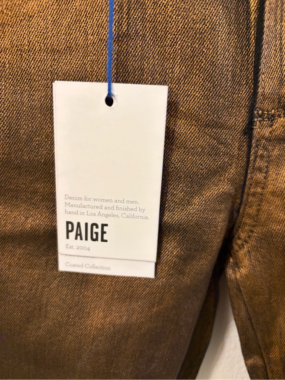 PAIGE Coated Skinny Jeans in Metallic Bronze - Picture 3 of 4